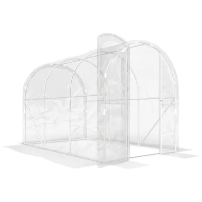 Outsunny Seră tunel de grădină 3 x 2 x 2 m 6 m² cu ușă pe balamale, prelată PE 150 g/m² pentru Legume, Plante, Flori | Aosom Romania
