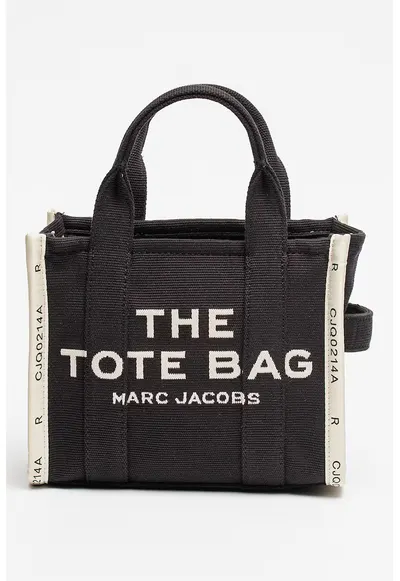 Geanta tote cu imprimeu text The Mini - Negru