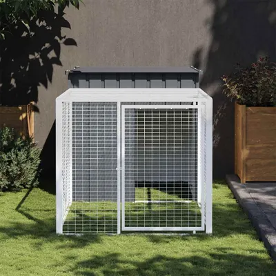 vidaXL Cușcă pentru găini cu peron, antracit, 110x201x110 cm, oțel galvanizat