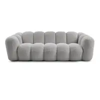 Canapea gri deschis cu tapițerie din țesătură bouclé 232 cm Hippolyte – Bobochic Paris
