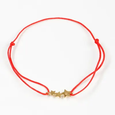 Bratara martisor rosie placata cu aur pandantiv stele