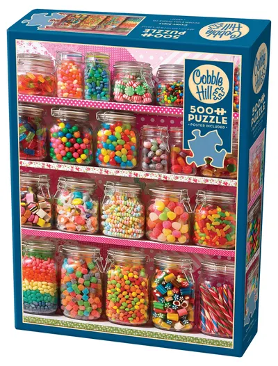Puzzle Cobble Hill din 500 de piese - Dulciuri tentante pe raft