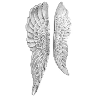 vidaXL Sculptură cu Aripi 2 buc. Argintiu 31 x 5 x 91 cm Aluminiu