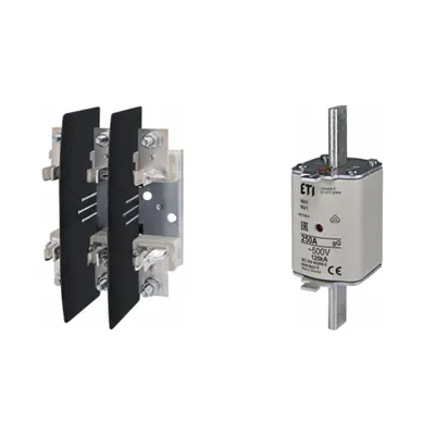 Pachet Protectie Circuit Trifazat: Soclu Siguranta Fuzibila NH1 3P (M10/M10), Siguranta Fuzibila NH1 gG 250A 500V