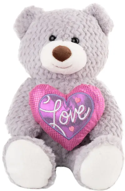 Jucărie de pluș Amek Toys - Urs grizzly cu inimă, 30 cm