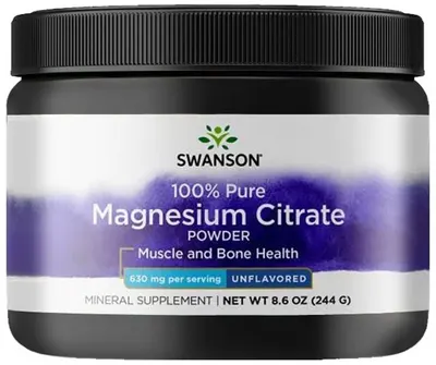 Citrat de magneziu 100% pur, 244 g, Swanson