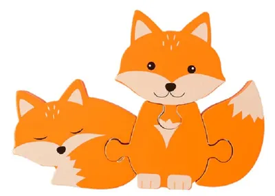 Puzzle din lemn Orange Tree Toys - Vulpițe