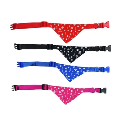 Zgarda textila pentru caini de talie medie, rosie, reglabila, 35-50 cm x 2 cm