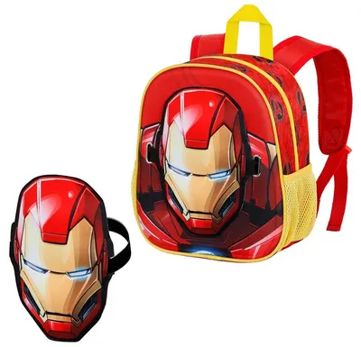 Ghiozdan pentru gradiniță Karactermania Iron Man - Armour, 3D, cu mască