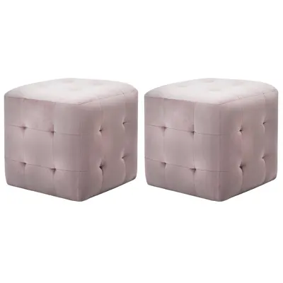vidaXL Noptiere, 2 buc., roz, 30 x 30 x 30 cm, țesătură din catifea