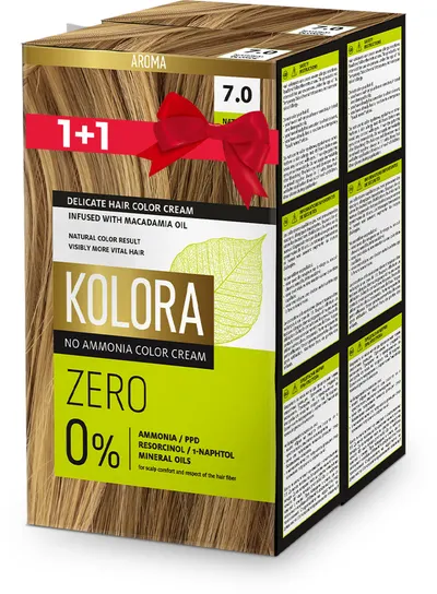 Kolora Zero Vopsea de păr, 7.0 Blond natural, 2 buc
