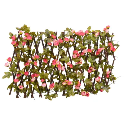 vidaXL Spalier cu iederă artificială extensibil, roz închis, 180x20 cm