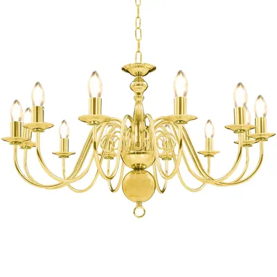 vidaXL Candelabru, auriu, 12 becuri E14