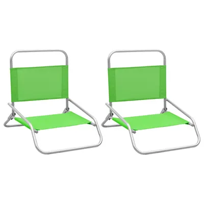 vidaXL Scaune pliante 2 buc. Material textil verde