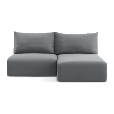 Colțar gri extensibil/cu spațiu de depozitare cu tapițerie din catifea (cu colț pe partea dreaptă/cu șezlong) Kalena – Makamii