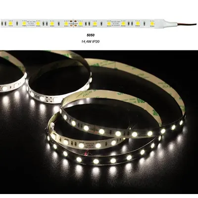 Banda LED 14.4W 24V IP20 5050 24V DC lumina calda 5050 W 10mm h 2mm