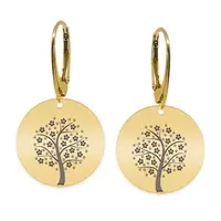 Nome - Cercei personalizati copac banut cu leverback din argint 925 placat cu aur galben 24K