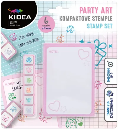 Set ștampile Kidea - Party, 6 culori + caiet