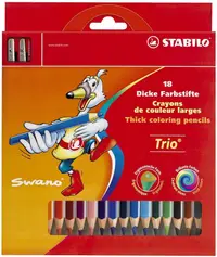 Stabilo Swano Trio Pencils - Maxi, 18 culori, cu ascuțitoare