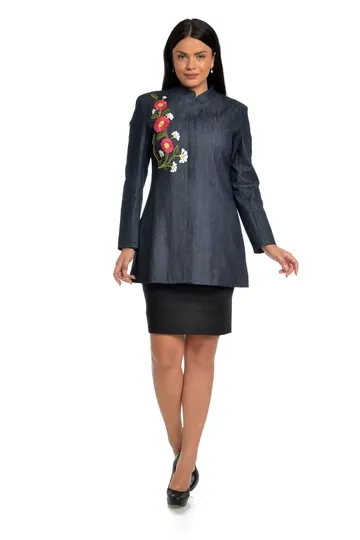 Trenci dama brodat T02D denim/broderie florala, Dress to Impress | marimea 36