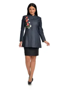 Trenci dama brodat T02D denim/broderie florala, Dress to Impress | marimea 36