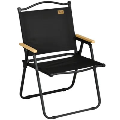 Outsunny Scaun de Camping și Plajă Pliabil cu Cotiere, 54x59x78 cm, Negru | Aosom Romania