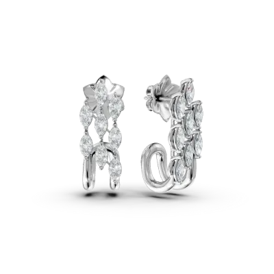 Cercei din aur alb cu diamante marquise de 0.1ct