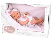 Păpuşă bebeluş Arias -Inna cu pătură roz și accesorii, 38 cm