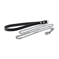 Lesa pentru caini Enjoy din metal, argintie, lungime 0.9 m, pentru caini de talie medie si mare