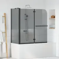vidaXL Încintă pentru Duș Bi-Folding Transparent Întunecat