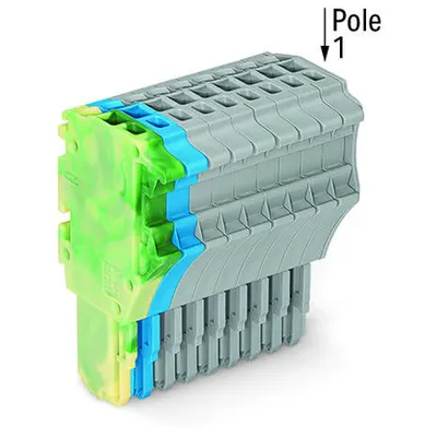 1-conductor female plug; 1.5 mm²; 11-pole; 1,50 mm²; green-yellow, blue, gray