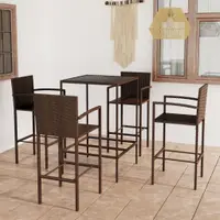 Gossi set mobilier bar de gradina, 5 piese, maro, poliratan