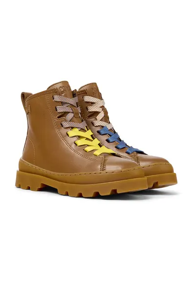 Ghete de piele cu aplicatie logo discreta Brutus 609 - Maro scortisoara