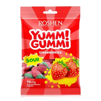 Roshen Yummi Gummi Jeleuri Capsuni 70g 22 buc Engros