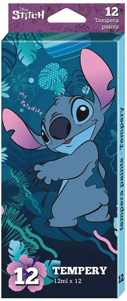 Vopsele cu temperă Colorino Disney - Stitch, 12 culori х 12 ml