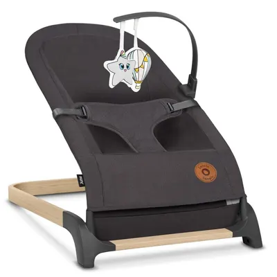 Fotoliu balansoar, Lionelo, June, Cu arcada cu jucarii, Ergonomic, Balansare manuala, Pliabil, 0 luni+, Gri, Resigilat