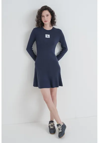 Rochie striata cu logo - Gri carbune