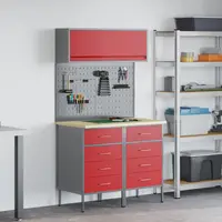 vidaXL Set de dulapuri de lucru cu sertar cu raft Manual 5 buc. Roșu