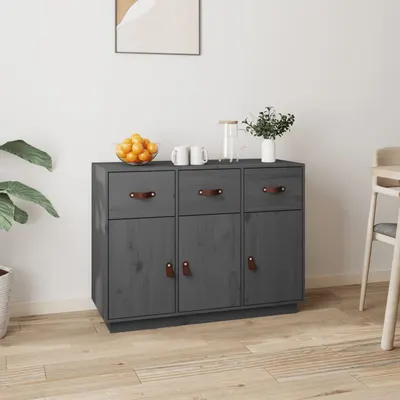 vidaXL Servantă, gri, 100x40x75 cm, lemn masiv de pin