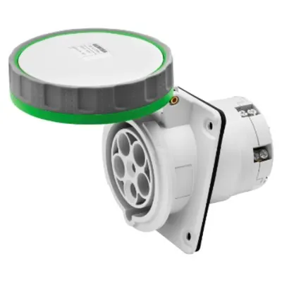 Priza industriala incastrata 10° HP - IP66/IP67 - 2P+E 125A >50V 100-300HZ - GREEN - 10H - MANTLE TERMINAL
