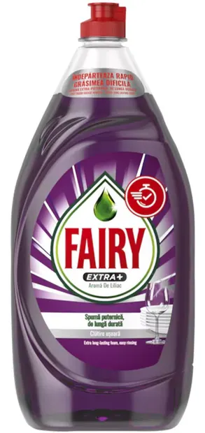 Detergent de vase Fairy - Extra Plus, liliac, 1.35 l
