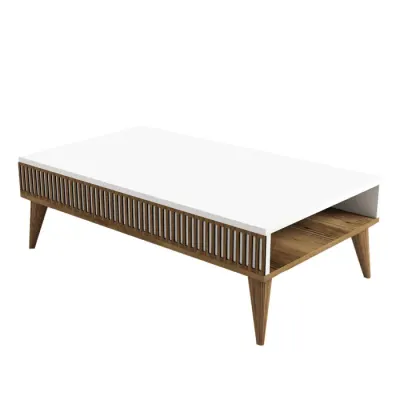 Masuta de cafea MILAN, nuc + alb, 105x60x34,6 cm