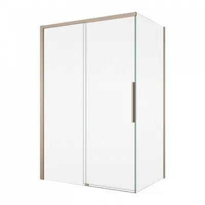 Cabina dus champagne metal 150x80 cm cu usa culisanta, grosime sticla 8 mm, tratament anticalcar, Ronal Oriana