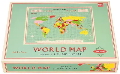 Puzzle Rex London - Hartă lumii, 1000 piese