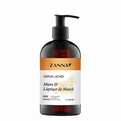 Sapun lichid cu miere si laptisor de matca, 330ml, Zanna