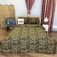 Lenjerie Pat Dublu, Bumbac Ranforce, 4 piese, Atelier Cumparamisim - Lux Suprem, Rafinament Desavarsit, Confort Regal, Maro, animal print