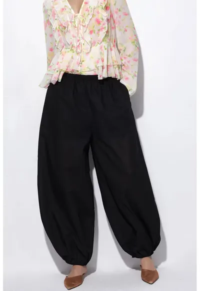 Pantaloni dama - balon - elastic - negru - poliester