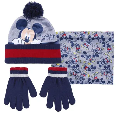Set pentru copii, cu căciulă, mănuși, guler și cutie cadou, personaj Mickey, Cerda