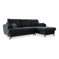 Colțar gri închis extensibil/cu spațiu de depozitare (cu colț pe partea dreaptă/cu șezlong) Scandic Lagom – Miuform