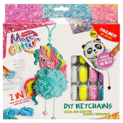Set de creatie cu sclipici Paulinda, Magic Glitter 2 in 1, Breloc Diy